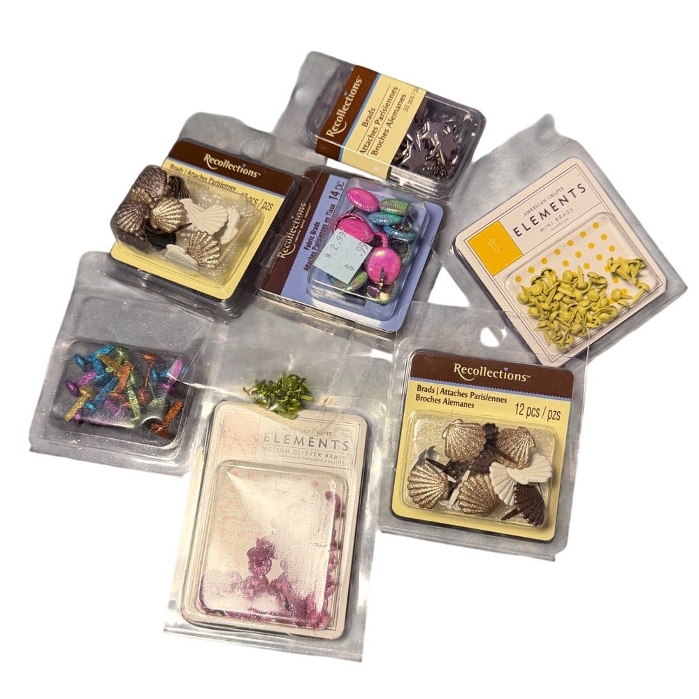 Lot Scrapbooking Brads Recollections American Crafts Glitter Fabric Shell Star
